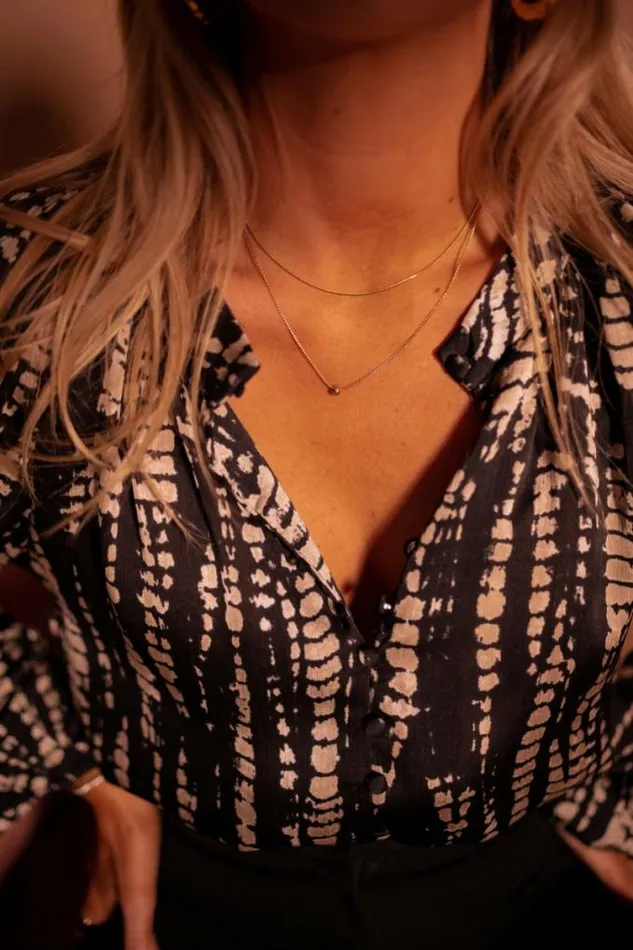 Easy Clothes Black And Taupe Spotted Thiam Blouse Women039s Clothing Blouses