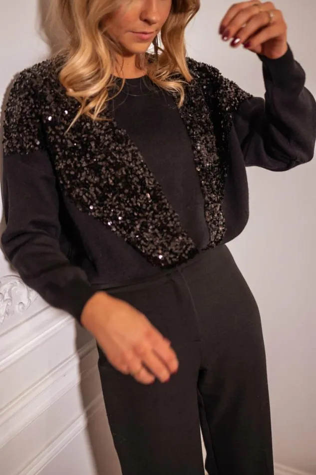 Easy Clothes Black Glittery Dorine Sweater Women039s Clothing Sweaters