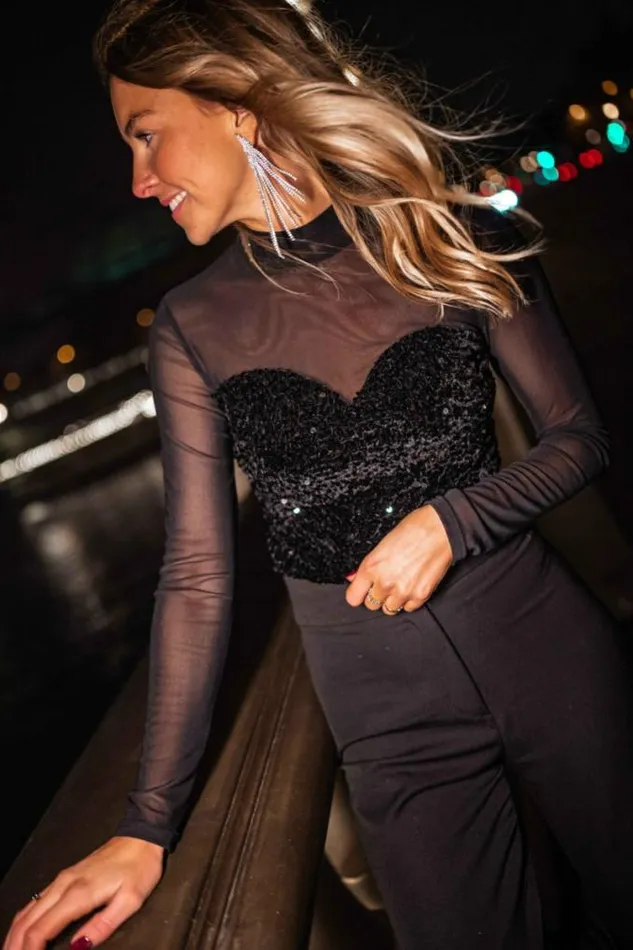 Easy Clothes Black Glittery Mandy Blouse Women039s Clothing Blouses