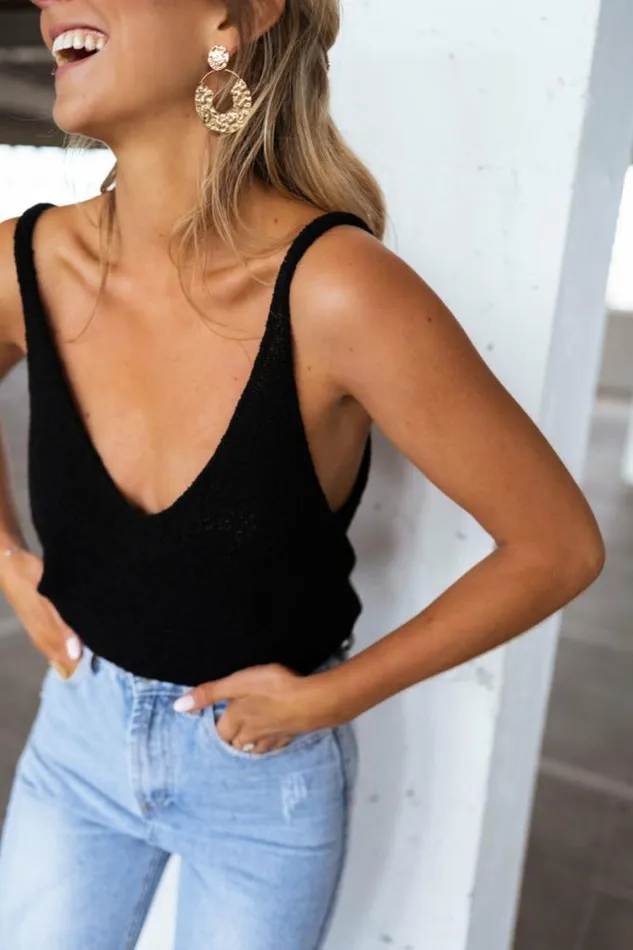 Easy Clothes Black Neda Wool Effect Top Black Women039s Clothing Tops