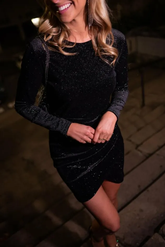 Easy Clothes Black Shiny Cassou Dress Women039s Clothing Dresses