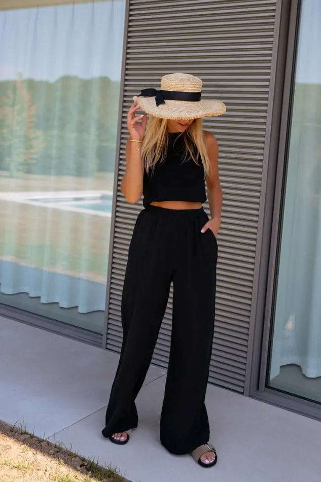Easy Clothes Black Shiva Cotton Gauze Pants Black Women039s Clothing Pants and Jeans