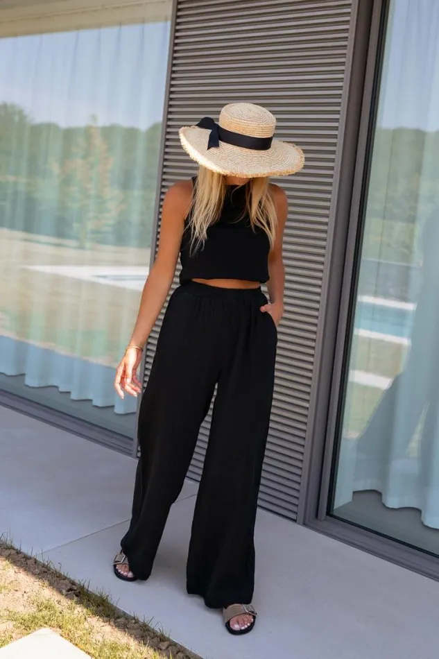 Easy Clothes Black Shiva Cotton Gauze Pants Black Women039s Clothing Pants and Jeans