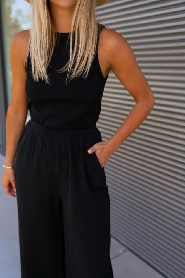 Easy Clothes Black Shiva Cotton Gauze Pants Black Women039s Clothing Pants and Jeans