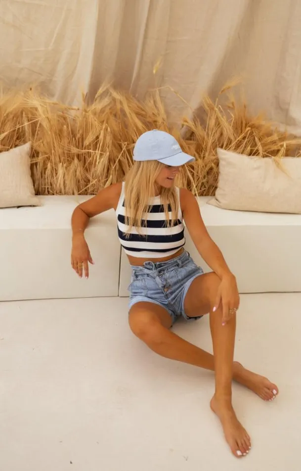 Easy Clothes Blue And Ecru Striped Bertila Top Women039s Clothing Tops