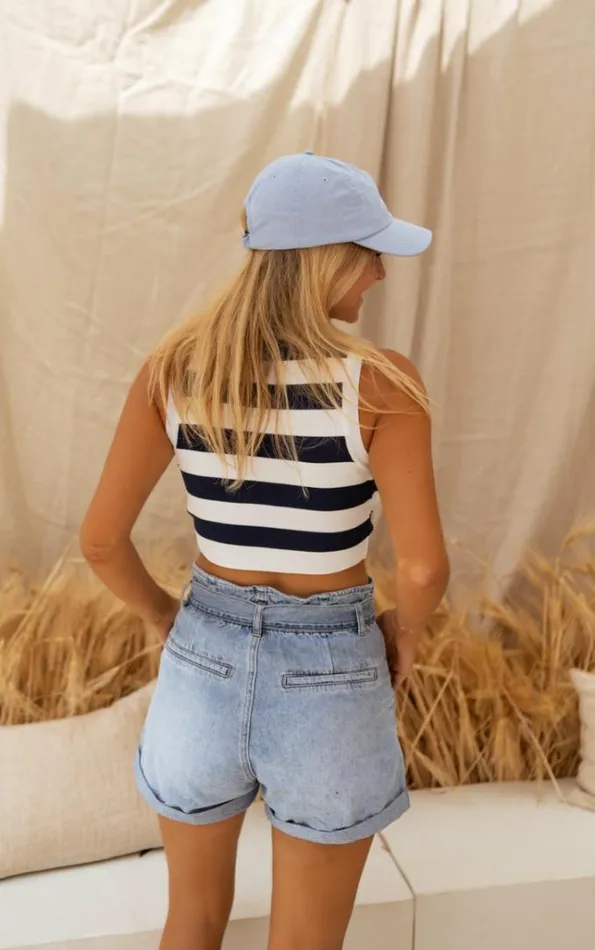 Easy Clothes Blue And Ecru Striped Bertila Top Women039s Clothing Tops