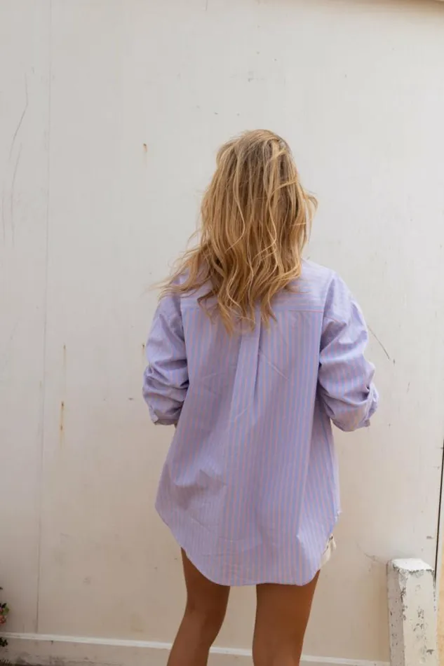 Easy Clothes Blue And Peach Striped Erwan Shirt Women039s Clothing Shirts