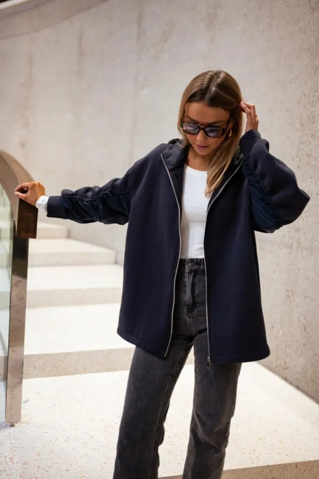 Easy Clothes Blue Marza Cardigan With Hoodie Women039s Clothing Cardigans