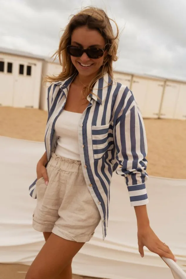Easy Clothes Blue Striped Benza Shirt Women039s Clothing Shirts