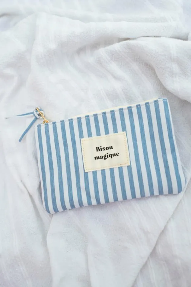 Easy Clothes Blue Striped Malou Pouch Blue Jewelry and Accessories Handbags