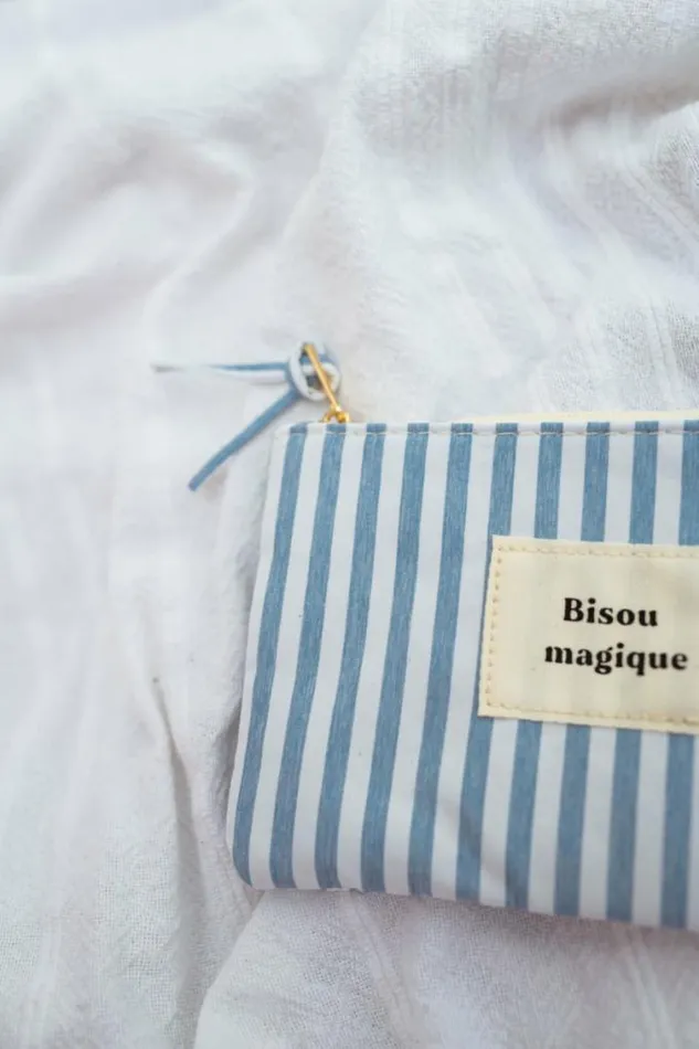 Easy Clothes Blue Striped Malou Pouch Blue Jewelry and Accessories Handbags Easy Clothes Blue Striped Malou Pouch Blue Jewelry and Accessories Handbags