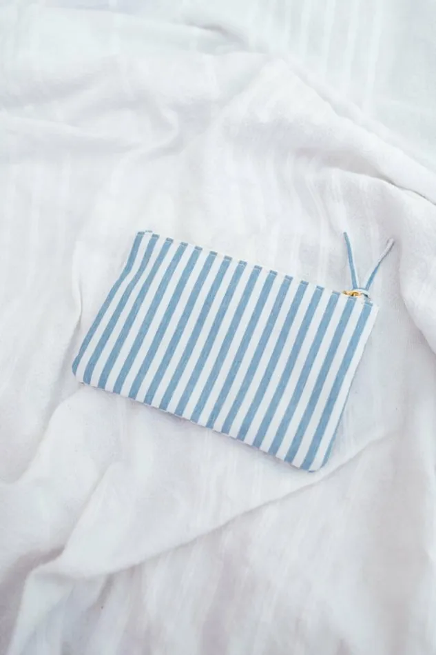 Easy Clothes Blue Striped Malou Pouch Blue Jewelry and Accessories Handbags Easy Clothes Blue Striped Malou Pouch Blue Jewelry and Accessories Handbags