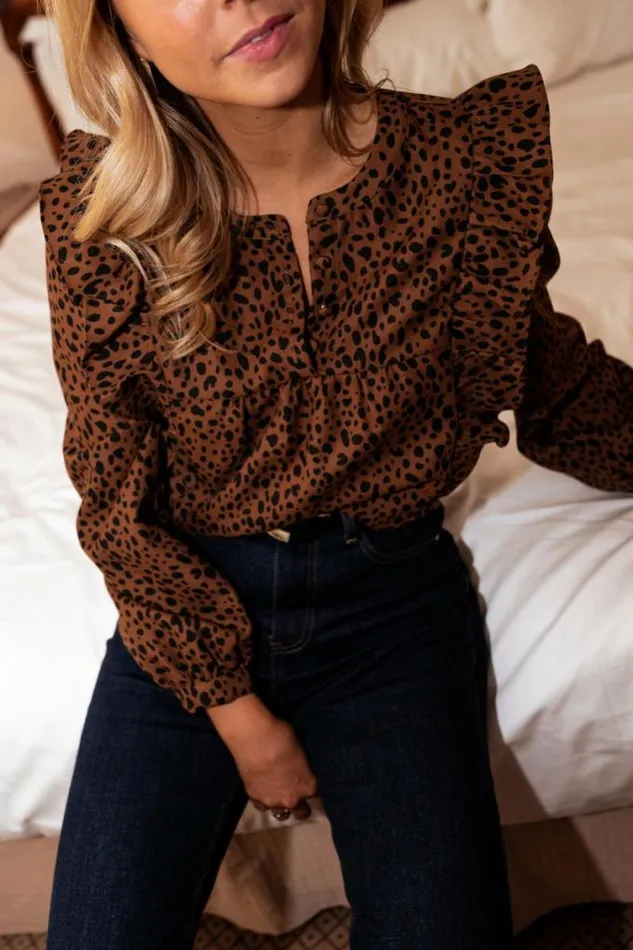 Easy Clothes Brick Neyla Leopard Print Blouse Women039s Clothing Blouses