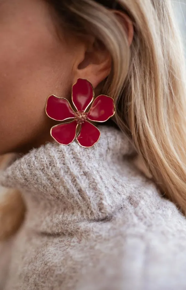 Easy Clothes Burgundy Tyana Earrings Jewelry and Accessories Earrings