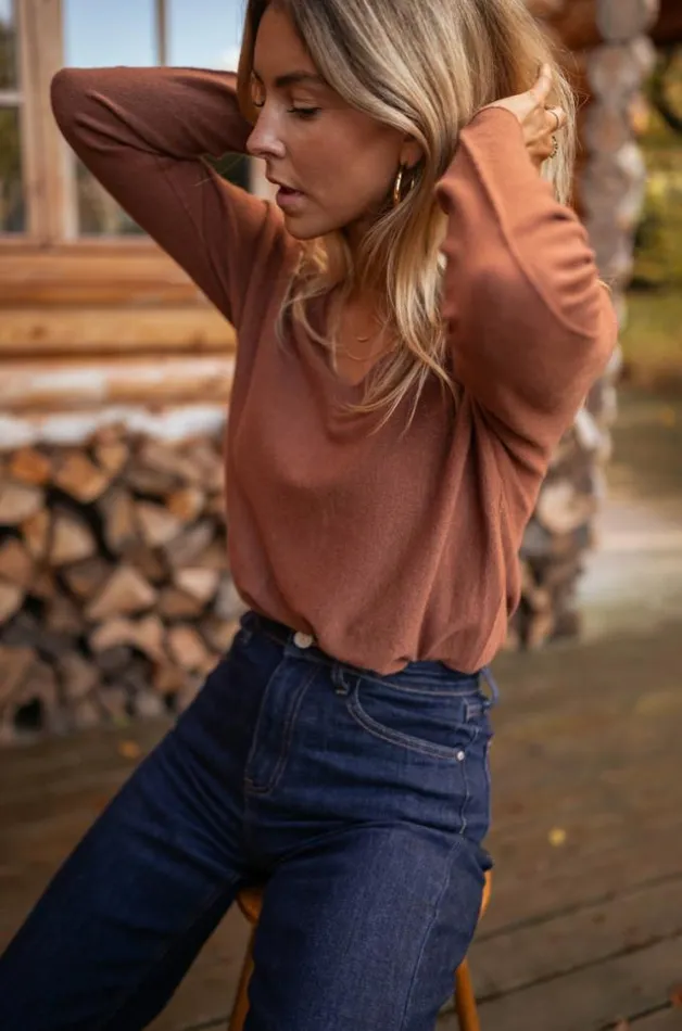 Easy Clothes Chocolate Bouma Thin Sweater Chocolate Women039s Clothing Sweaters