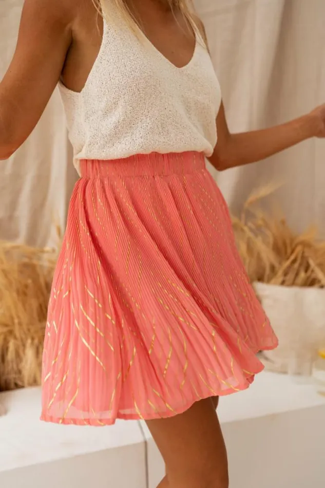 Easy Clothes Coral And Golden Daffy Skirt Women039s Clothing Skirts