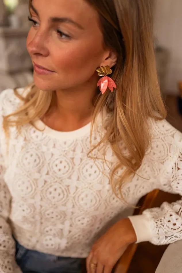 Easy Clothes Coral And Golden Willy Earrings Coral Jewelry and Accessories Earrings