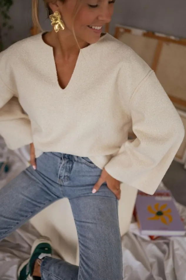 Easy Clothes Ecru Aisha Sweater Women039s Clothing Sweaters