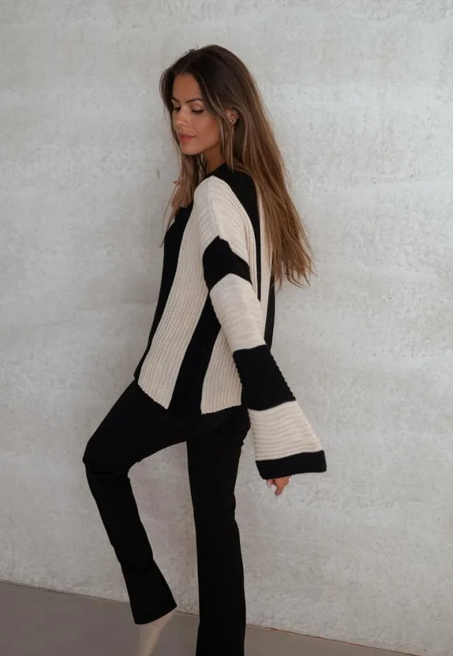 Easy Clothes Ecru And Black Masson Sweater Ecru and Black Women039s Clothing Sweaters Easy Clothes Ecru And Black Masson Sweater Ecru and Black Women039s Clothing Sweaters