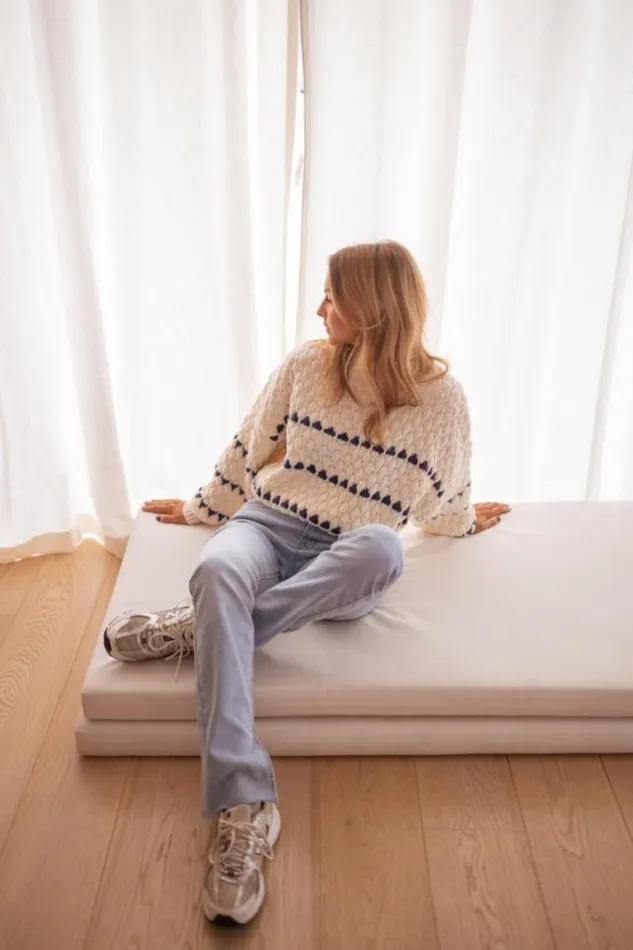 Easy Clothes Ecru And Blue Fanchon Sweater Women039s Clothing Sweaters Easy Clothes Ecru And Blue Fanchon Sweater Women039s Clothing Sweaters