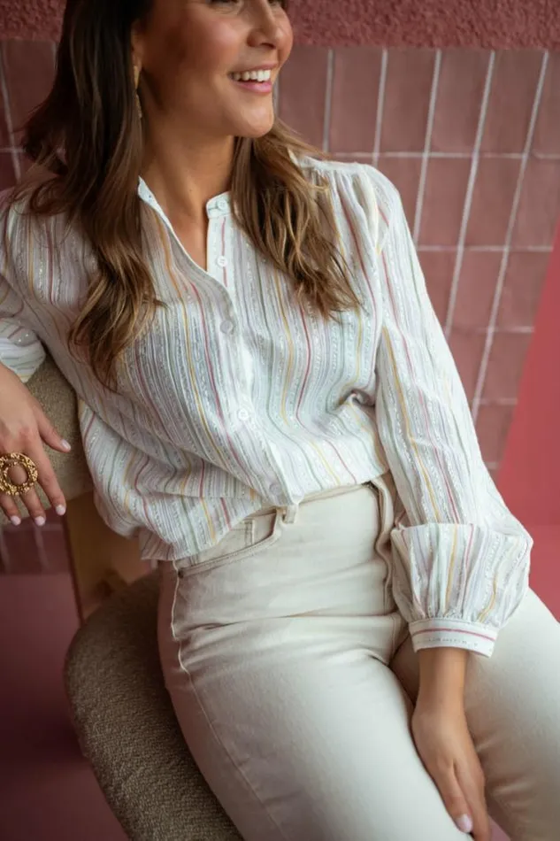 Easy Clothes Ecru And Pastel Striped Josie Shirt Women039s Clothing Shirts Easy Clothes Ecru And Pastel Striped Josie Shirt Women039s Clothing Shirts