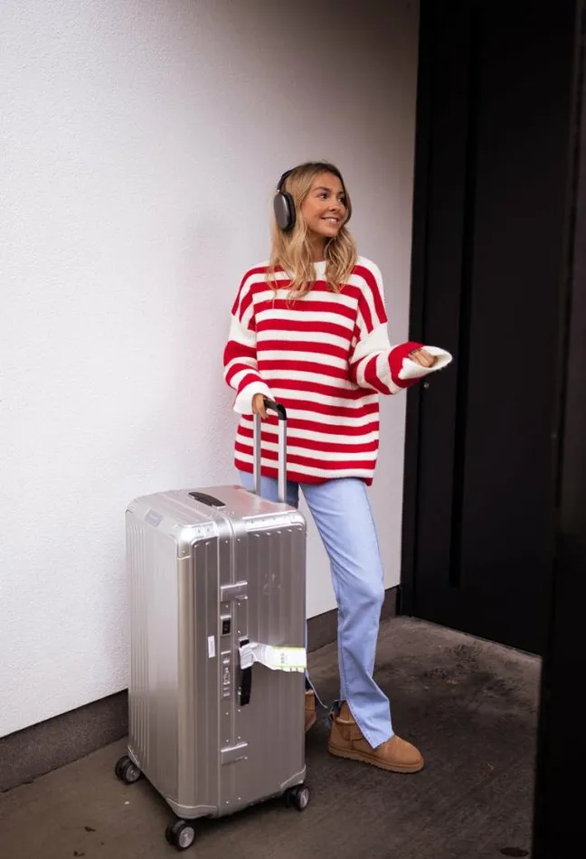 Easy Clothes Ecru And Red Striped Larry Sweater Women039s Clothing Sweaters