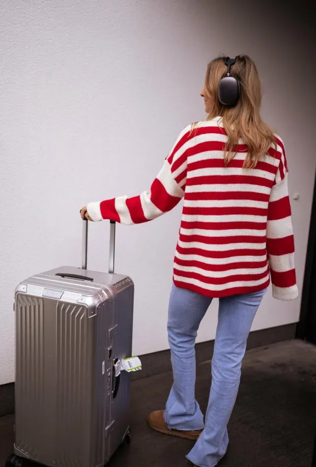 Easy Clothes Ecru And Red Striped Larry Sweater Women039s Clothing Sweaters