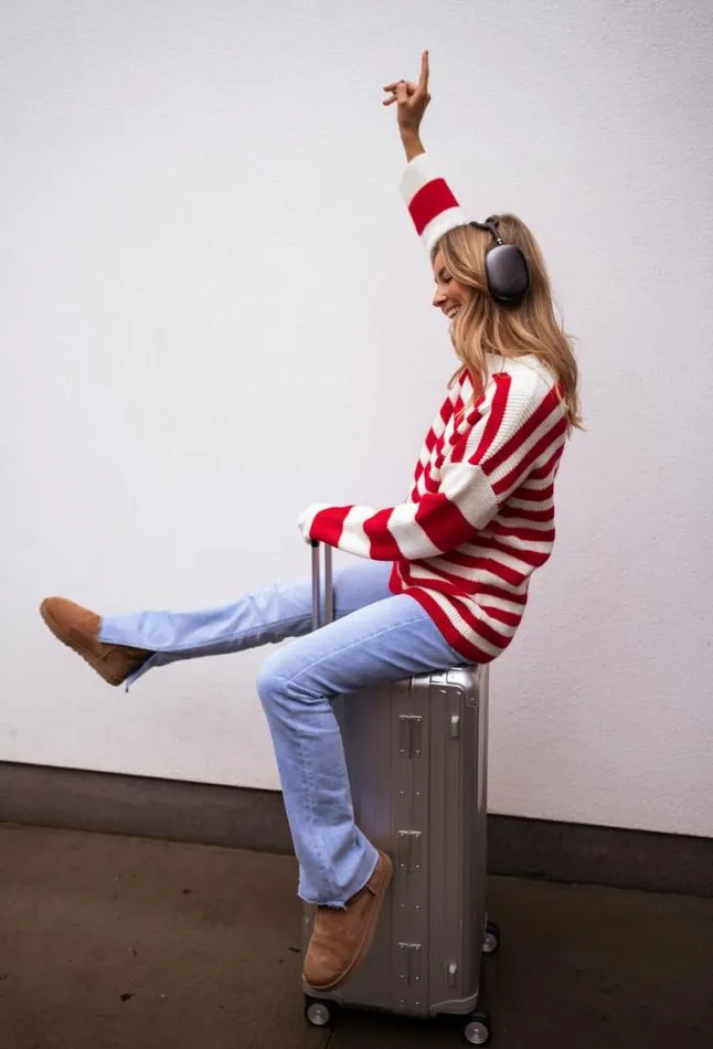 Easy Clothes Ecru And Red Striped Larry Sweater Women039s Clothing Sweaters