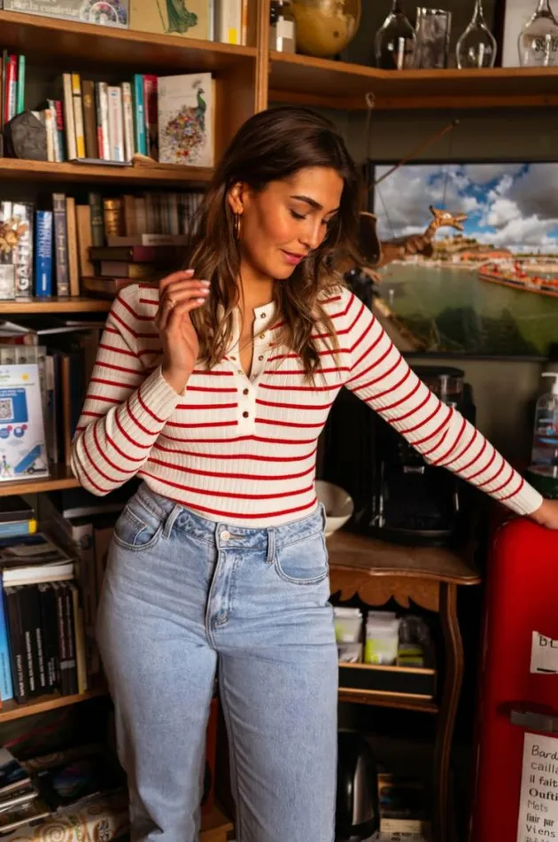 Easy Clothes Ecru And Red Striped Volver Sweater Women039s Clothing Sweaters Easy Clothes Ecru And Red Striped Volver Sweater Women039s Clothing Sweaters