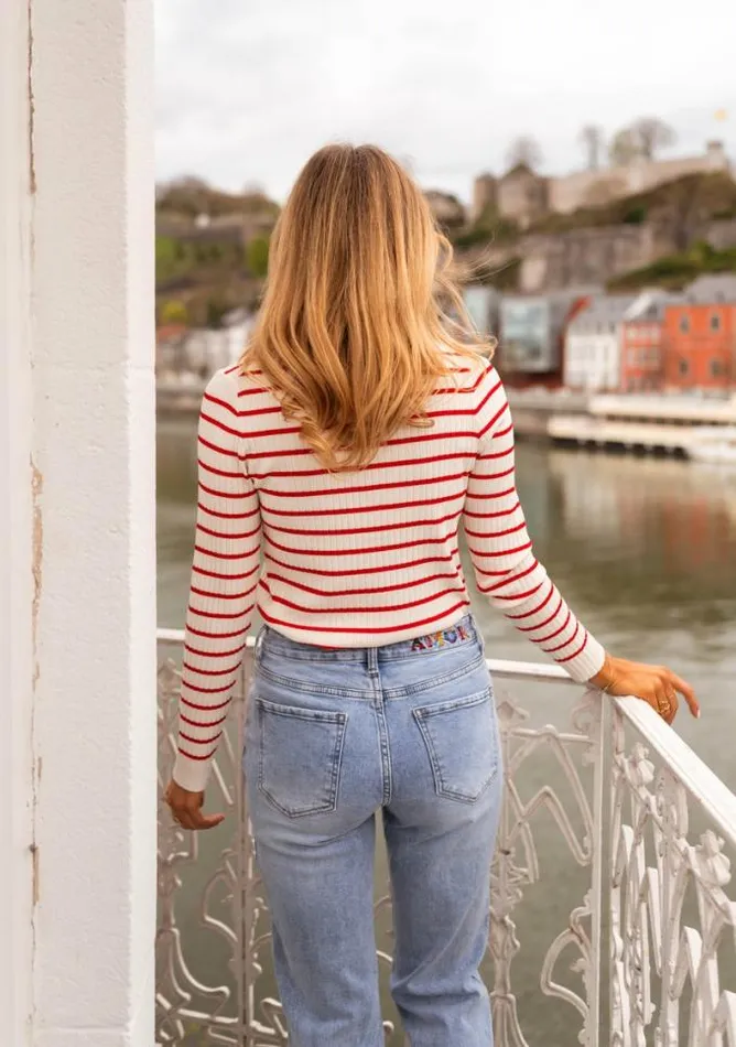 Easy Clothes Ecru And Red Striped Volver Sweater Women039s Clothing Sweaters Easy Clothes Ecru And Red Striped Volver Sweater Women039s Clothing Sweaters