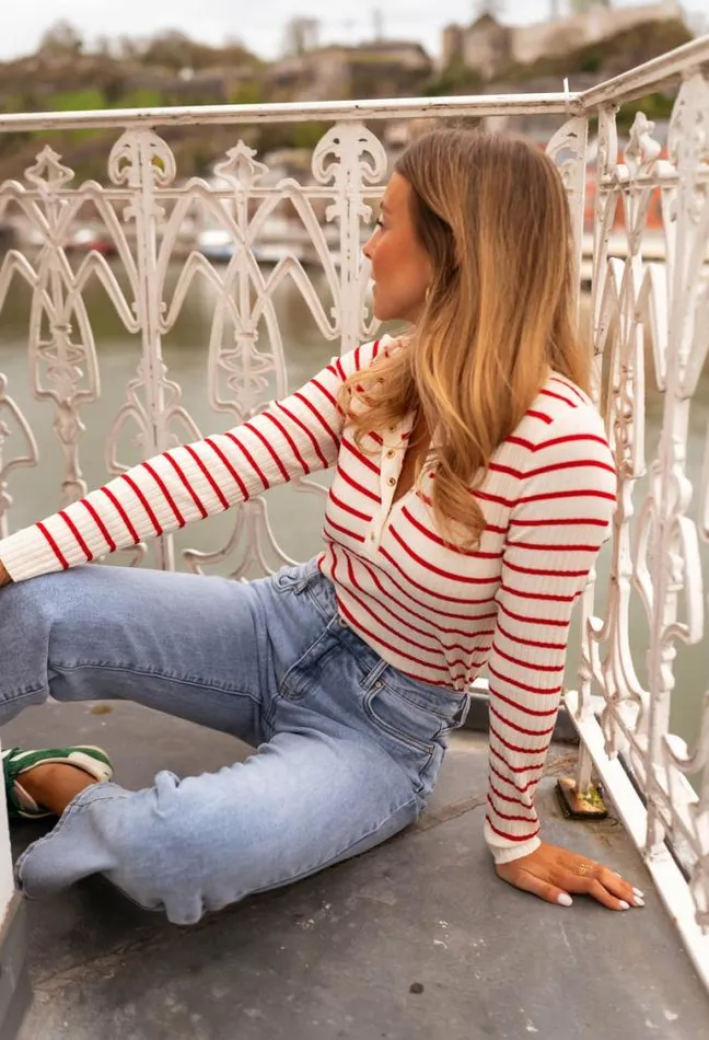 Easy Clothes Ecru And Red Striped Volver Sweater Women039s Clothing Sweaters Easy Clothes Ecru And Red Striped Volver Sweater Women039s Clothing Sweaters