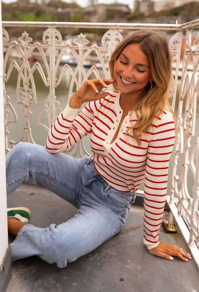 Easy Clothes Ecru And Red Striped Volver Sweater Women039s Clothing Sweaters Easy Clothes Ecru And Red Striped Volver Sweater Women039s Clothing Sweaters