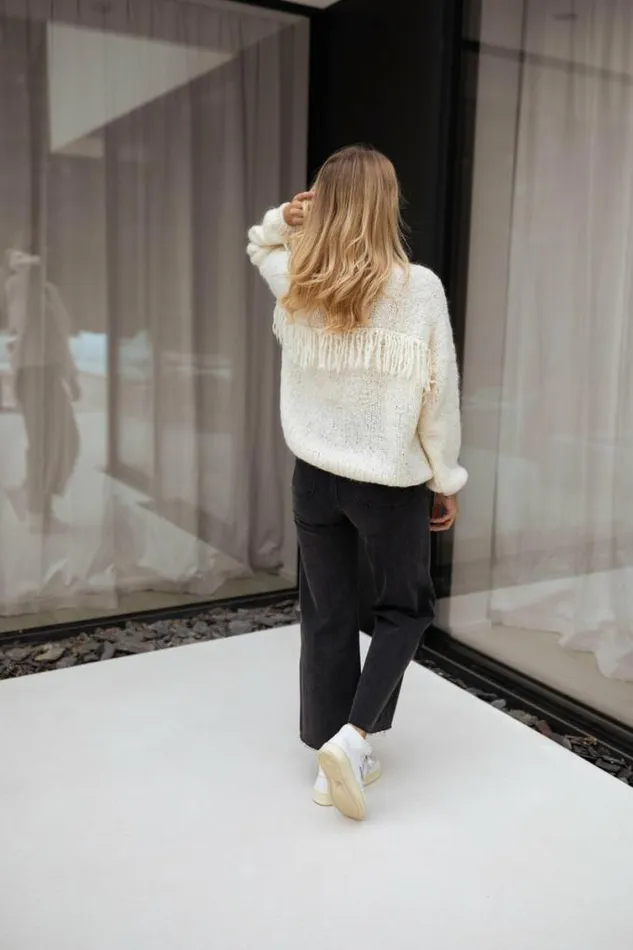 Easy Clothes Ecru Darius Cardigan With Fringes Women039s Clothing Cardigans Easy Clothes Ecru Darius Cardigan With Fringes Women039s Clothing Cardigans
