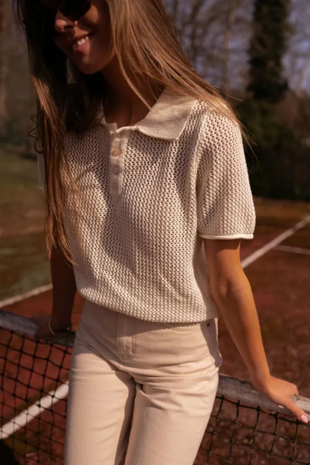 Easy Clothes Ecru Laurane Polo Shirt Women039s Clothing Shirts Easy Clothes Ecru Laurane Polo Shirt Women039s Clothing Shirts