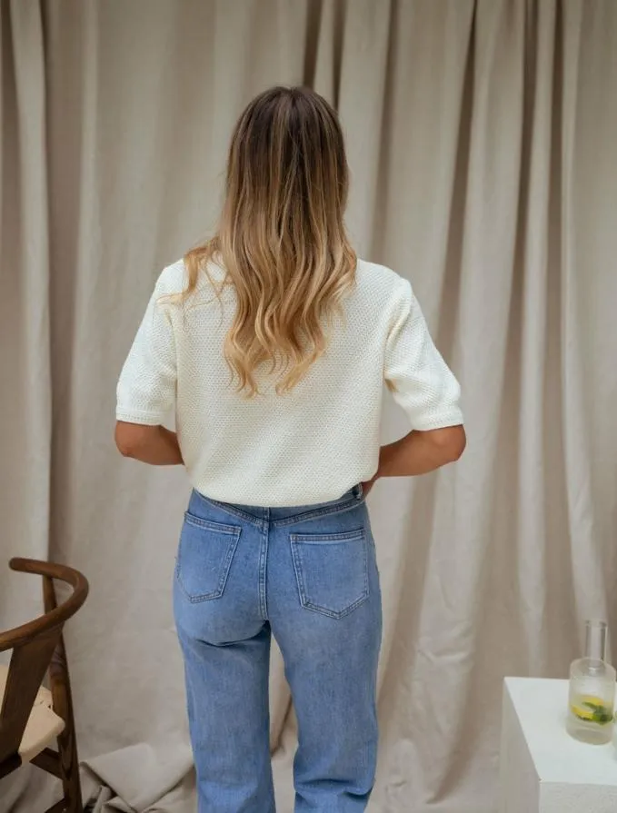 Easy Clothes Ecru Sophie Short Sleeve Sweater Women039s Clothing Tops
