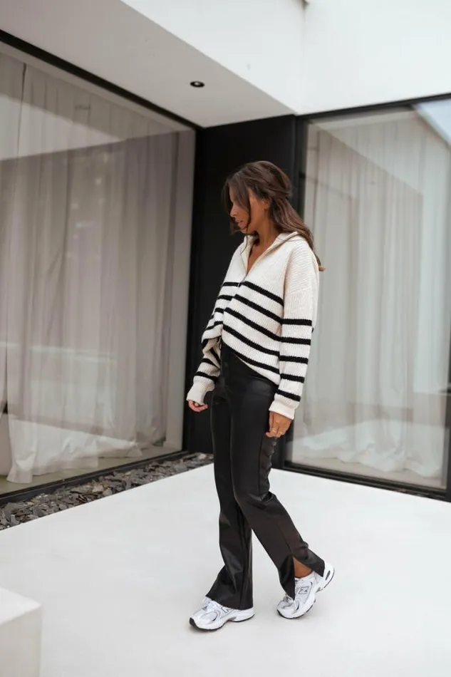 Easy Clothes Ecru Striped Lelio Sweater Ecru Women039s Clothing Sweaters Easy Clothes Ecru Striped Lelio Sweater Ecru Women039s Clothing Sweaters