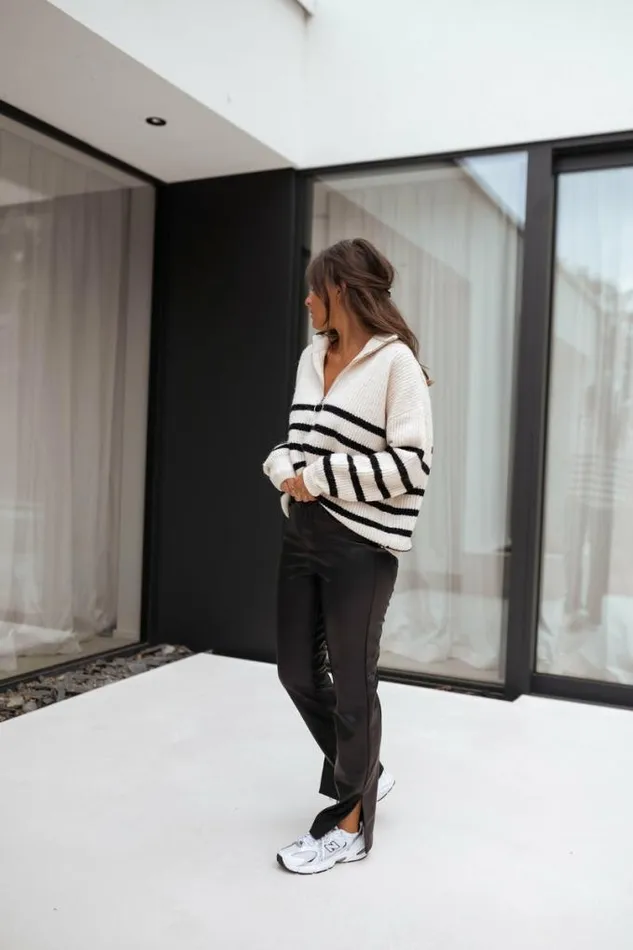Easy Clothes Ecru Striped Lelio Sweater Ecru Women039s Clothing Sweaters Easy Clothes Ecru Striped Lelio Sweater Ecru Women039s Clothing Sweaters