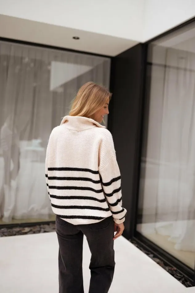 Easy Clothes Ecru Striped Lelio Sweater Ecru Women039s Clothing Sweaters Easy Clothes Ecru Striped Lelio Sweater Ecru Women039s Clothing Sweaters