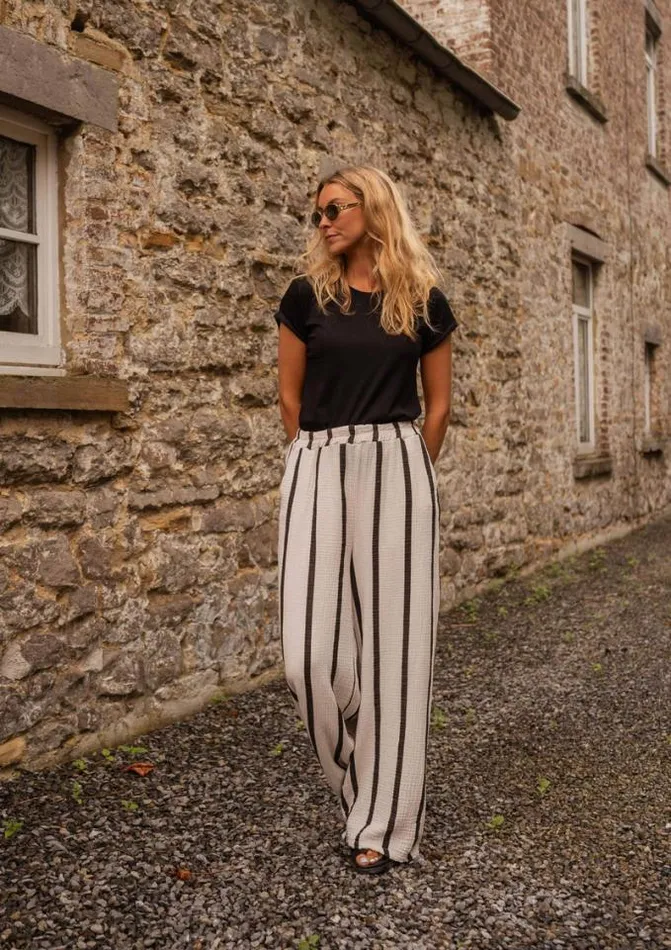 Easy Clothes Ecru Striped Maho Pants Women039s Clothing Pants and Jeans Easy Clothes Ecru Striped Maho Pants Women039s Clothing Pants and Jeans