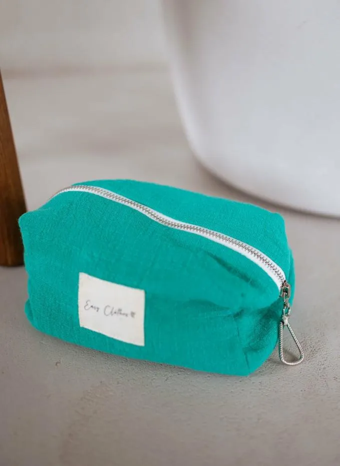 Easy Clothes Emerald Blue Easy Clothes Linen Pouch Jewelry and Accessories Handbags