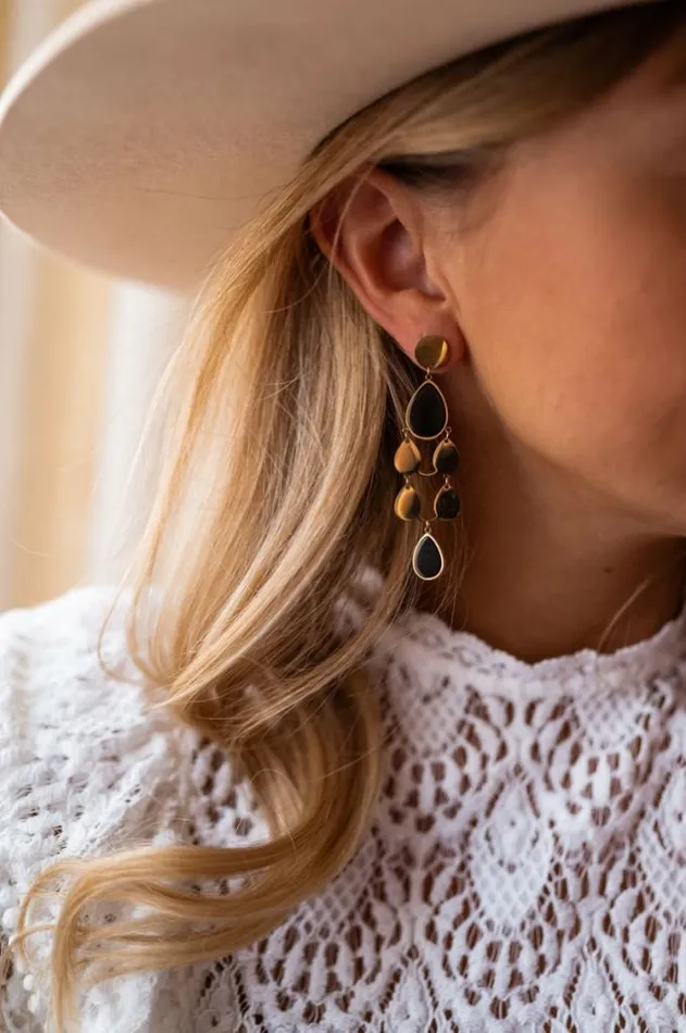 Easy Clothes Golden And Black Noan Earrings Gold and Black Jewelry and Accessories Earrings