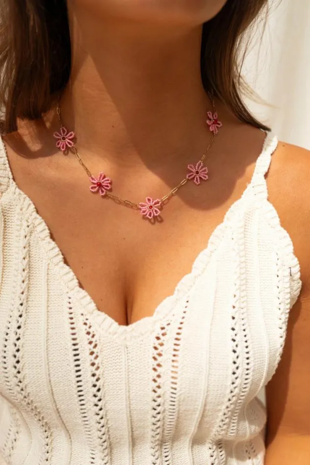 Easy Clothes Golden And Pink Pynka Necklace Jewelry and Accessories Necklaces