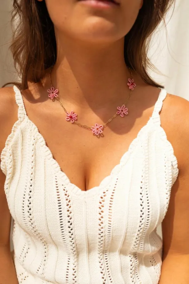 Easy Clothes Golden And Pink Pynka Necklace Jewelry and Accessories Necklaces Easy Clothes Golden And Pink Pynka Necklace Jewelry and Accessories Necklaces