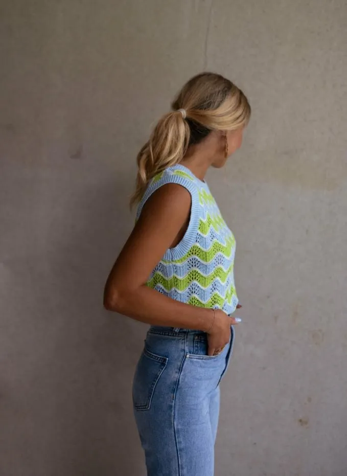 Easy Clothes Green And Blue Crochet Stany Top Women039s Clothing Tops