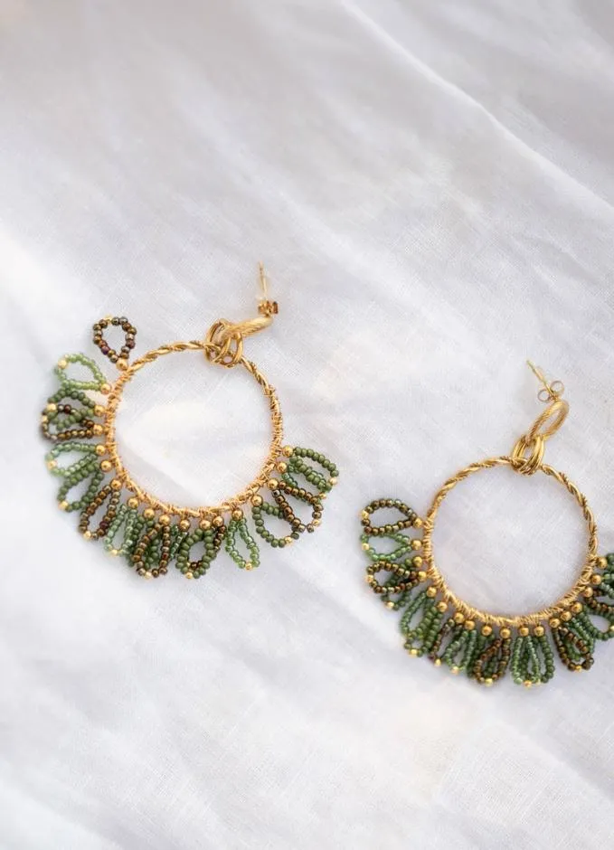 Easy Clothes Green And Golden Brien Earrings Green Jewelry and Accessories Earrings Easy Clothes Green And Golden Brien Earrings Green Jewelry and Accessories Earrings
