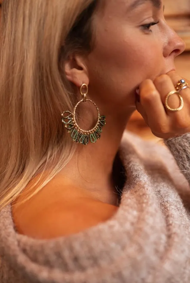 Easy Clothes Green And Golden Brien Earrings Green Jewelry and Accessories Earrings Easy Clothes Green And Golden Brien Earrings Green Jewelry and Accessories Earrings