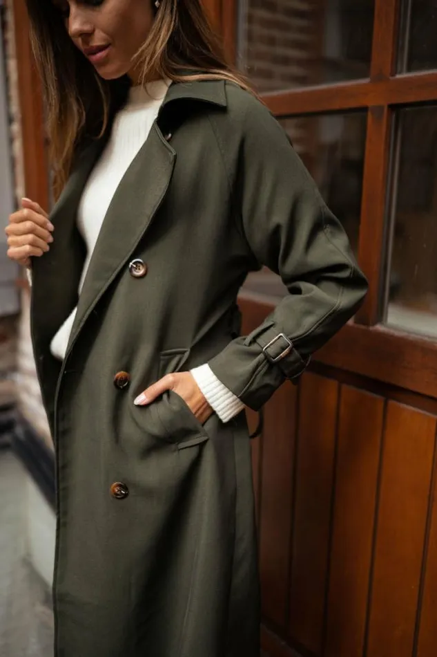 Easy Clothes Green Charline Trenchcoat Women039s Clothing Coats Easy Clothes Green Charline Trenchcoat Women039s Clothing Coats