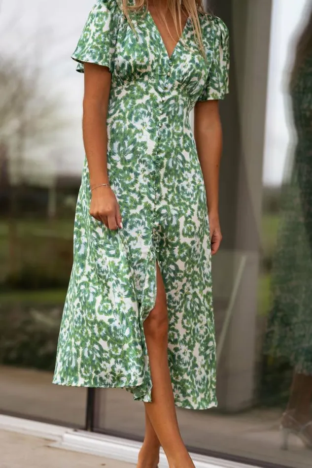Easy Clothes Green Patterned Adena Dress Women039s Clothing Dresses