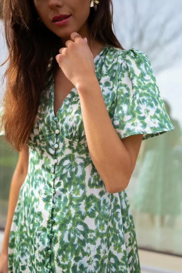 Easy Clothes Green Patterned Adena Dress Women039s Clothing Dresses