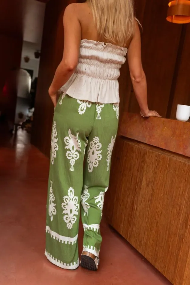 Easy Clothes Green Patterned Alena Pants Women039s Clothing Pants and Jeans